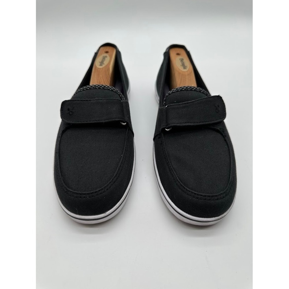 Grasshoppers EF37412 Black Canvas Slip On Loafers Hook Loop Strap Womens 8W